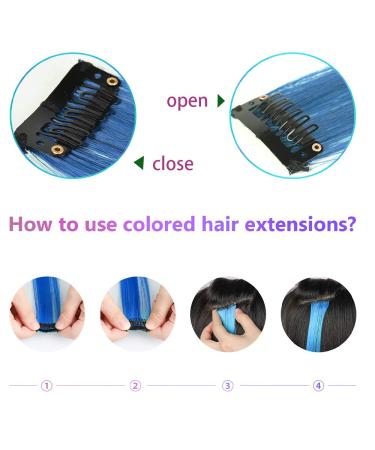 Qiwenr 24pcs Colored Hair Extensions Clip - Multi-Colored Highlights & 55cm Rainbow Wig for Women - Perfect for Parties - Buy Online on GoSupps.com