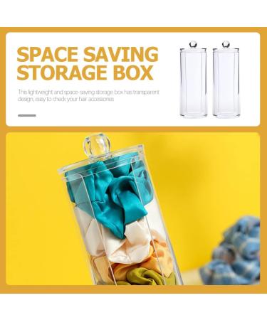 2-Piece SCRunchie Holder & Acrylic Hair Ties Organizer | Cotton Pads & Swab Canister for Bathroom | Clear Makeup Supply Storage - Buy Online on GoSupps.com
