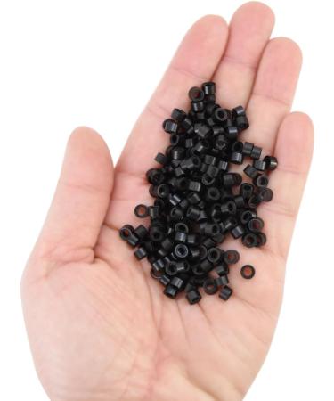 200pcs 5.0X3.0X3.0mm Silicone Micro Rings Links Beads for Hair Extensions (Black) 200 pieces Black - Buy Online on GoSupps.com