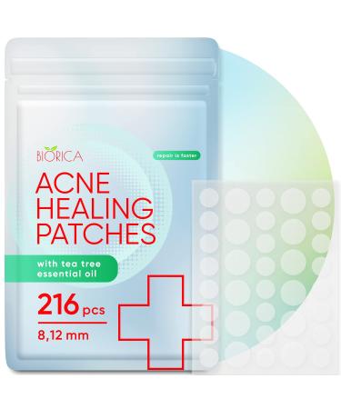 BIORICA Pimple Patches for Face, Hydrocolloid Acne Patches for Acne Treatment, Pimple Patch for all skin types, Hydrocolloid Acne Patches for face, Zit Patch (216 Tea Tree) - Buy Online on GoSupps.com