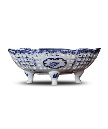 Fruit Basket Bowl Porcelain Fruit Bowl for Kitchen Counter Chinese Retro Candy Fruit Bowl Server Ceramic Decorative Fruit Basket Fruit Bowls