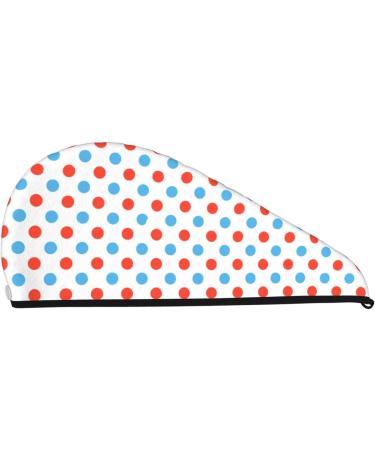 Red Blue Polka Dots Microfiber Hair Towel - Soft Super Absorbent Quick Dry Hair Wrap for Women | Perfect for Long Curly & Thick Hair - Buy Online on GoSupps.com