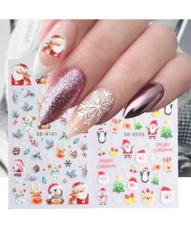 Xmas Decals Nail Art Decoration Festive Design Gingerbread Man 5D Embossed Nail Stickers Snowflakes Winter(5D-K099) - Buy Online on GoSupps.com