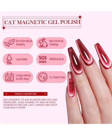 Cat Eye Gel Nail Polish Set With Magnetic Stick-9d Holographic Magnetic Nail Polish-6 Colors Red Purple Green Glitterbels Gel Polish-Gel Nail Art Kit-Manicure Set For Women - Buy Online on GoSupps.com