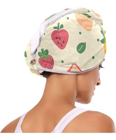 Strawberry Kiwi Fruit Hair Towel Set - Super Absorbent Quick Dry Turbans for Women & Girls | 2 Pack - Buy Online on GoSupps.com