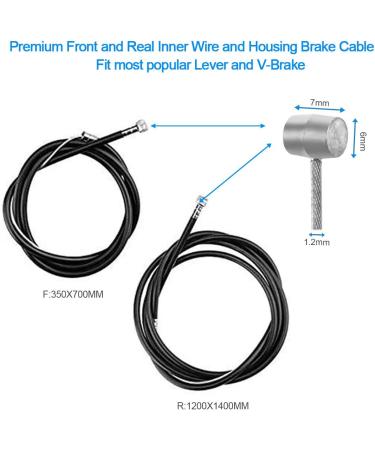 RUJOI Bike Brake Lever Set - Aluminum Alloy Handle with Brake Cable Wire for Mountain, Road, Folding Bikes - Buy Online on GoSupps.com