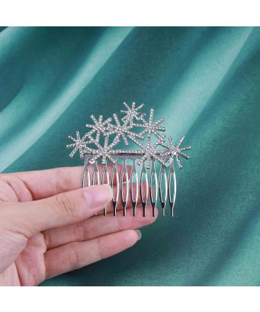 Dervivea Rhinestone Snowflake Hair Comb Barrette Silver Snow Hair Side Comb Crystal Weddings Headpieces Chirstmas Cz Snowflake Hair Piece Decorative Hair Accessories for Women and Girls Headdress - Buy Online on GoSupps.com