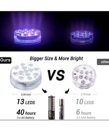 Underwater LED RGB Lights - Aled Light 13 LEDs Waterproof - 2 Pack with Remote Control for Pond Pool Vase & Fish Tank Decoration - Buy Online on GoSupps.com