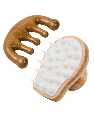 Shengxi Shampoo brush head massage round tooth comb scalp massage brush made of bamboo+gua Sha wood hair crest hair washing brush silicone for head care hair growth