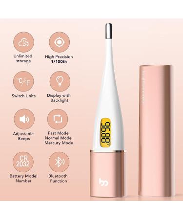 Femometer Digital Basal Thermometer - Intelligent BBT Fertility Monitor with Backlit LED Screen - Sync with Femometer APP - Gold - Buy Online on GoSupps.com