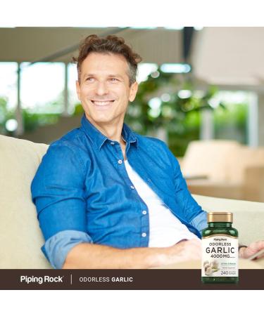 Piping Rock Odorless Garlic Softgels | 4000mg | 240 Count | Extra Strength | Non-GMO Gluten Free Herbal Supplement - Buy Online on GoSupps.com