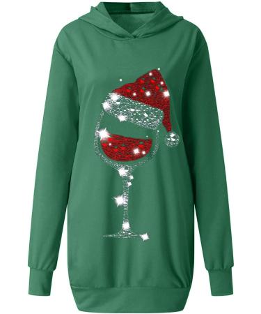 Festive Women's Christmas Elk Hoodie Dress - Oversized Long Sleeve Sweater Costume for Autumn & Winter - Buy Online on GoSupps.com