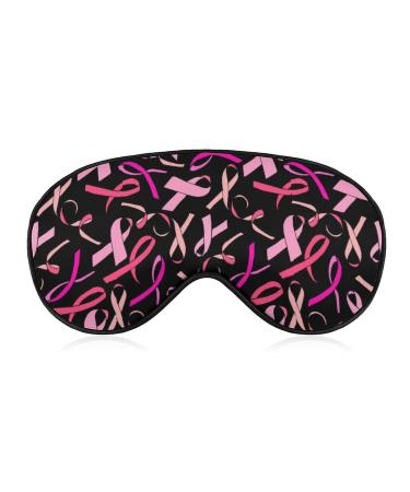 Pink Ribbon Sleep Mask for Women Adjustable Sleeping Eye Shades Cover with Elastic Strap