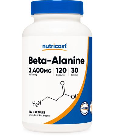 Nutricost Beta-Alanine Capsules 3400mg, 120 Caps (30 Serv) - Potent Beta Alanine, Gluten Free & Non-GMO, 850mg Per Cap 120 Count (Pack of 1) - Buy Online on GoSupps.com