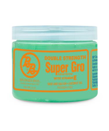Bronner Brothers Double Strength Super Gro - Hair Treatment for Dry Itchy Scalp with Vitamin E A & D Coconut Oil Sage - Nourishes Damaged Hair Reduces Split Ends & Breakage Intense Moisture - 6oz 6 Fl Oz