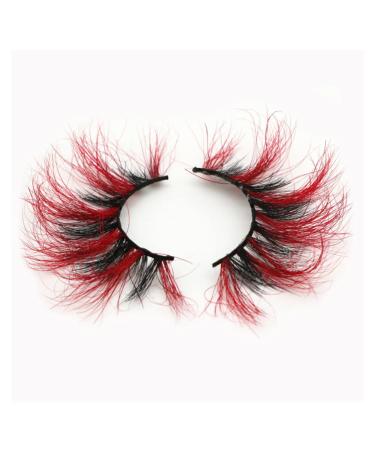 MIPPER 25mm 3D Mink Color False Eyelashes Thick Dramatic Long Colored Lashes for Halloween Stage Show Costume Party 1 pair (XC30)