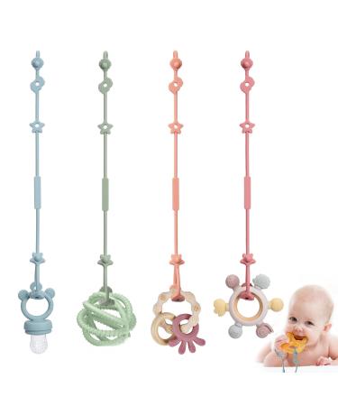 Baby pacifier chain silicone - Cup Catcher BPA -free for strollers and car seats including pacifier band and stroller chain 4 pieces set (shell & lakeside)