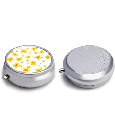 Yellow Osmanthus Travel Pill Box - 3 Compartment Portable Organizer for Purse & Pocket - Buy Online on GoSupps.com