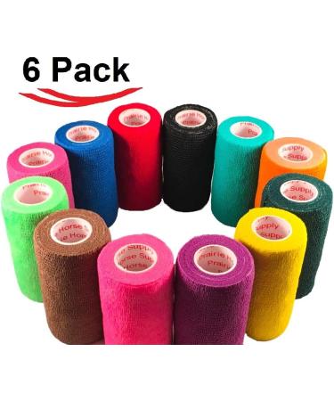 4 Vet Wrap Tape Bulk - Self-Adhesive Flex Bandage for Pets | Assorted Colors, 6-24 Packs Available - Buy Online on GoSupps.com