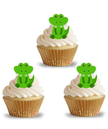 24 edible PRE CUT Jungle Crocodile Aligator style kids childrens party decorations Wafer Paper Cupcake Fairy Cake Toppers