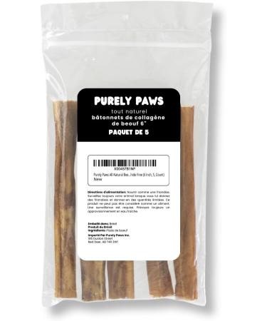 Purely Paws All-Natural Beef Collagen Sticks - Safe Digestible Dog Chews - Long-Lasting Low-Odour Rawhide Free (6 Inch 5 Count) 6 (5 Pack) - Buy Online on GoSupps.com