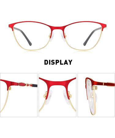 OLIEYE Cat Eye Reading Glasses for Women - Retro Design Computer Readers with Spring Hinges Red-53 4.0x - Buy Online on GoSupps.com