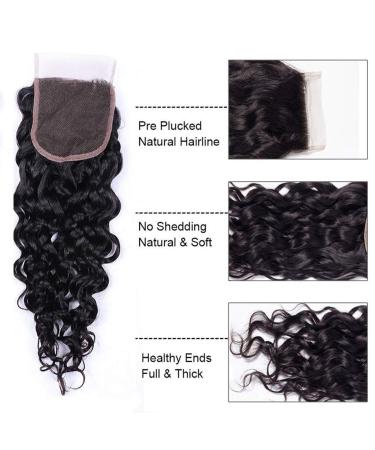 10A Brazilian Water Wave Human Hair Bundles with Closure - Natural Black Virgin Hair Extensions for Black Women (10 12 14 + 10 Closure) | Free Part Lace Closure Included - Buy Online on GoSupps.com