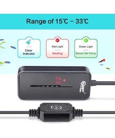 Hygger Mini Aquarium Heater 15W - Thermostat for 3.8-9.5L Salt & Freshwater Tanks - Buy Online on GoSupps.com