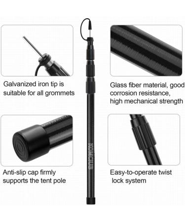 KOMCLUB Telescoping Tarp Poles - Set of 2 | Adjustable & Heavy-Duty Tent Poles for Camping Awning | Portable Fiberglass Design | 98.51 Max Height - Buy Online on GoSupps.com
