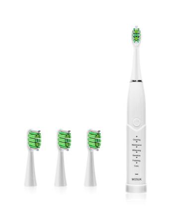 Sonic Electric Toothbrush for Kids and Adults with 4 Brush Heads, CIVIE 6 Modes with 2 Min Build in Timer, Travel Portable Ultrasonic Toothbrush USB Charging Power Whitening AutoToothbrush-White
