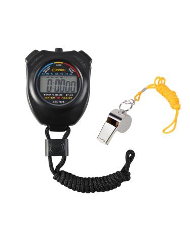 Vicloon digital sports stopwatch timer with stainless steel pipe large LCD display suitable for football basketball running swimming fitness and more (black) - Buy Online on GoSupps.com