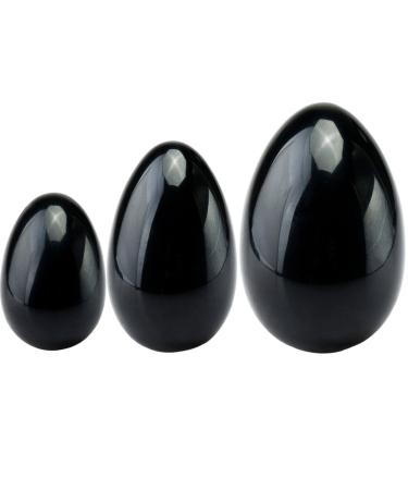 Mookaitedecor Obsidian Yoni Eier Kegel Balls Pelvic floor trainer Exercise set with 3 sizes Ben Walls Massage Stones For the practice of the pelvic floor and bladder & recovery the postpartum vagina