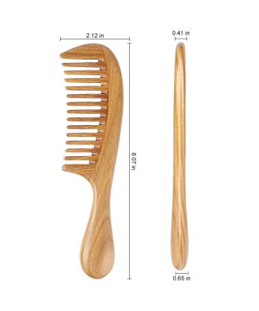 OneDor Handmade 100% Natural Green Sandalwood Wide Tooth Hair Comb - Anti-Static Wooden Detangler with Sandalwood Scent - Buy Online on GoSupps.com