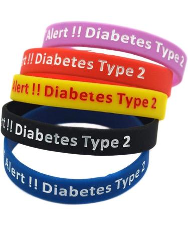 Lyndong 5 Pack Type 2 Diabetes Silicone Medical Alert ID Bracelet Wristbands - Alert ID Bracelets for Type 2 Diabetes Patients - Buy Online on GoSupps.com