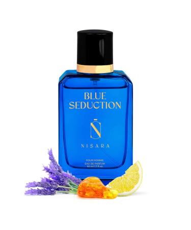 Nisara Blue Seduction Perfume For Men 50 ml | Long Lasting Eau De Parfum | Premium Perfume | Fresh-Aqua Aromatic Fougre Amber Fragrance | With Lemon Green Apple Patchouli| EDP Scent for men