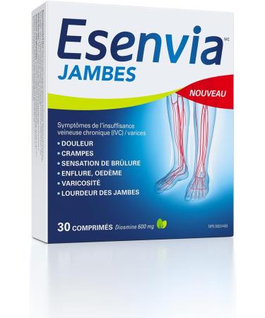 Esenvia Legs Chronic Venous Insufficiency Relief Tablets 34g - Helps Relieves signs and symptoms of Varicose Veins Spider Veins Heaviness of the legs Pain Swelling Burning Sensation - 30 Count - Buy Online on GoSupps.com