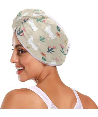 Boho Llama Dry Hair Cap Set | Quick Drying Towel & Button Headband - Super Absorbent & Comfortable - Buy Online on GoSupps.com