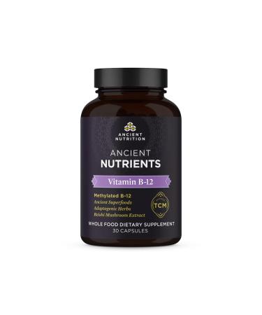 Ancient Nutrition Vitamin B12 Supplement Supports Energy Metabolism and Nervous System Health Adaptogenic Herbs Enzyme Activated Paleo & Keto Friendly 30 Capsules
