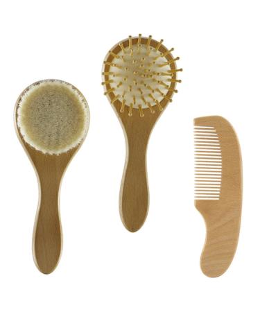 PLAFOPE 1 Set Baby Hair Brush Baby Sets Hair Dryer Set Hair Dryer Brush Set Scalp Massage Brush Wood Massage Wood Comb Paddle Comb Baby Comb Baby Hair Brush Comb Newborn Hair Brush Baby