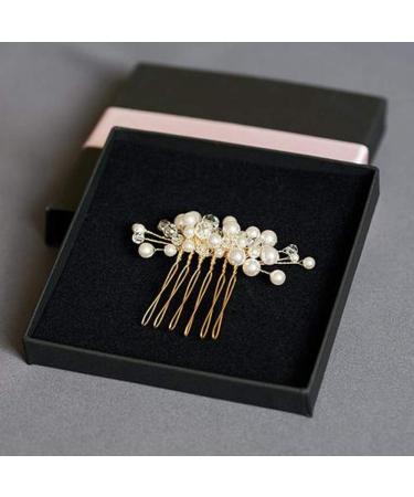 Deniferymakeup ONE CLIP Bridal Hair Comb Pearl Wedding Hair Comb in Gold Rose Gold Silver Bridal Headpiece Pearl Hair Comb Wedding Hair Accessory Rhinestone Hair Comb Crystal Hair Accessories (Gold) - Buy Online on GoSupps.com