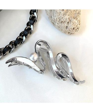 Wave Metal Hair Claw Clip - Large Silver Hair Accessory for Thick Hair - Women's Hair Clip Barrette - 1pc - Buy Online on GoSupps.com