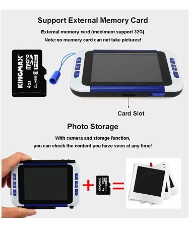 Portable Digital Magnifier Portable Video Magnifier 2x-32x Zoom 3.5" Electronic Reading Aid with Foldable Handle Freeze Multiple Color for Elderly in Reading Writing - Buy Online on GoSupps.com