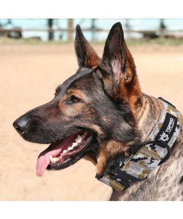 Tspro Premium Camo Dog Collar - Adjustable Thick Collar for Small Medium & Large Dogs | Camo Khaki (L) with Robust Metal Buckle - Buy Online on GoSupps.com