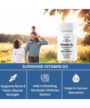 Vitamin D2 Liquid Drops (Ergocalciferol) 400 IU - 60ml (8 000 USP 1 200 Servings) + Vitamin D3 50 000 IU Capsules (100 Count) - Buy Online on GoSupps.com