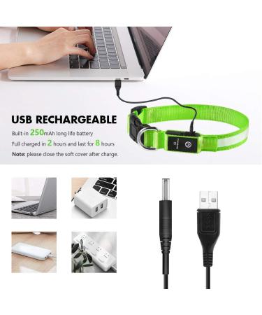 MASBRILL Waterproof LED Dog Collar - Adjustable USB Charging Neck Band for Small & Medium Dogs - 3 Lighting Modes - Green (M: 38-50cm) - Buy Online on GoSupps.com