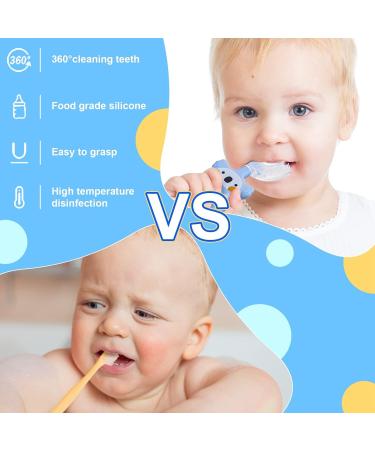 AhlsenL 3 Pack Kids U Shaped Toothbrush Set - 360 Full Mouth Training Toddler Toothbrush - Silicone Manual Brush for Children - Blue - Buy Online on GoSupps.com