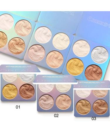 Allbestaye 4 Colors Highlighted Baked Highlighter Powder Pressed Face Contour Palette Luminous Glow Cheek Makeup - Buy Online on GoSupps.com