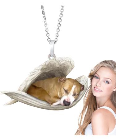 Hujinkan Pendant Chain Necklace Women Stainless Steel Sleeping Angel Dog Wings Necklace Fashion Jewelry Accessory Angle Necklace For New Year Anniversary Dating Easter Thanksgiving Gifts 4 - Buy Online on GoSupps.com