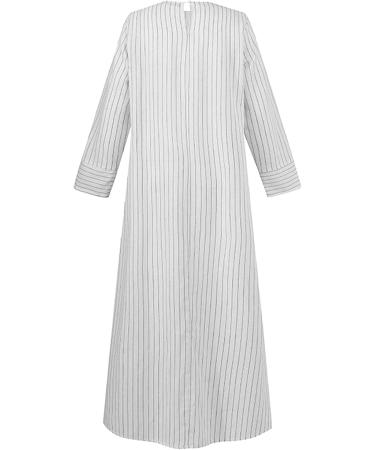 Modsgue Women's Light Kaftan | Vintage Muslim Abaya & Hijab Set | Full-Length Prayer Clothing 4XL in White - Buy Online on GoSupps.com