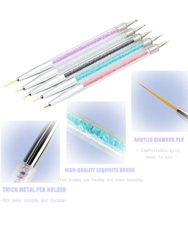 5PC Nail Art Brush Set - Dual-Ended Liner & Dotting Brushes for DIY Nail Design | Acrylic & UV Gel Suitable - Buy Online on GoSupps.com